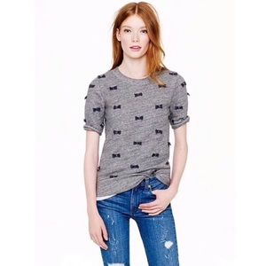 J. Crew Mini Bows Short Sleeve Crewneck Top